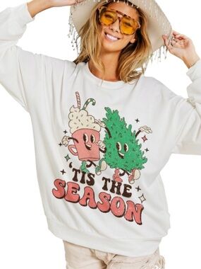082:  BIBI NEW “TIS THE SEASON” SWEATSHIRT IVORY (H10)